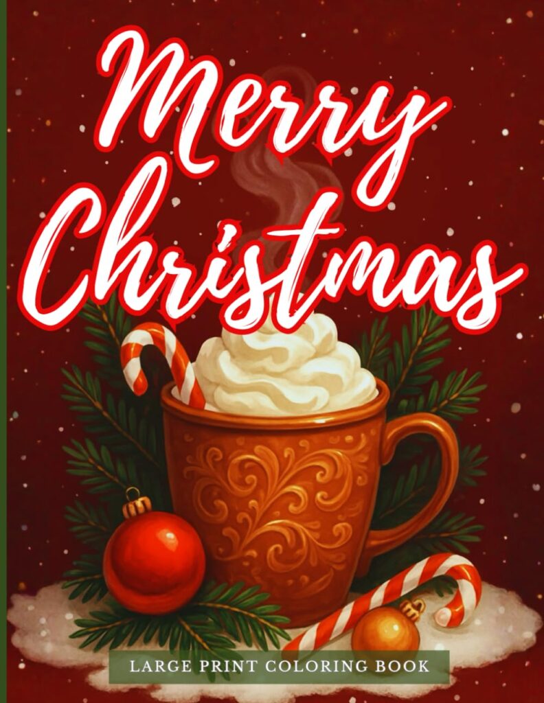 Cover of Merry Christmas Coloring Book for Adults by Charlie’s Coloring Adventures